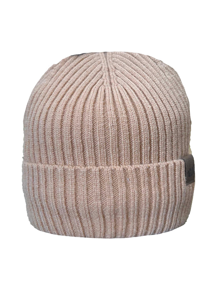 Klassische Damen-Beanie mit Umschlag in Beige